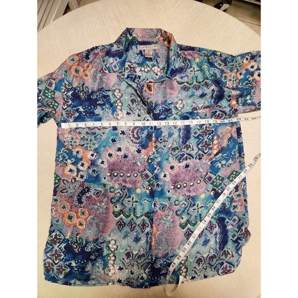 Robert Stock Vtg Women's 2 Piece Set Shorts & Shirt Silk Blue M/L - Picture 7 of 14